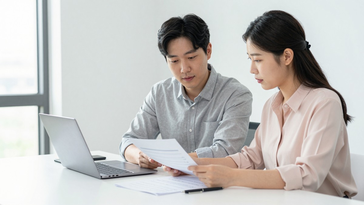 사무실에서 AI 도구의 결과를 함께 검토하는 실무 담당자들