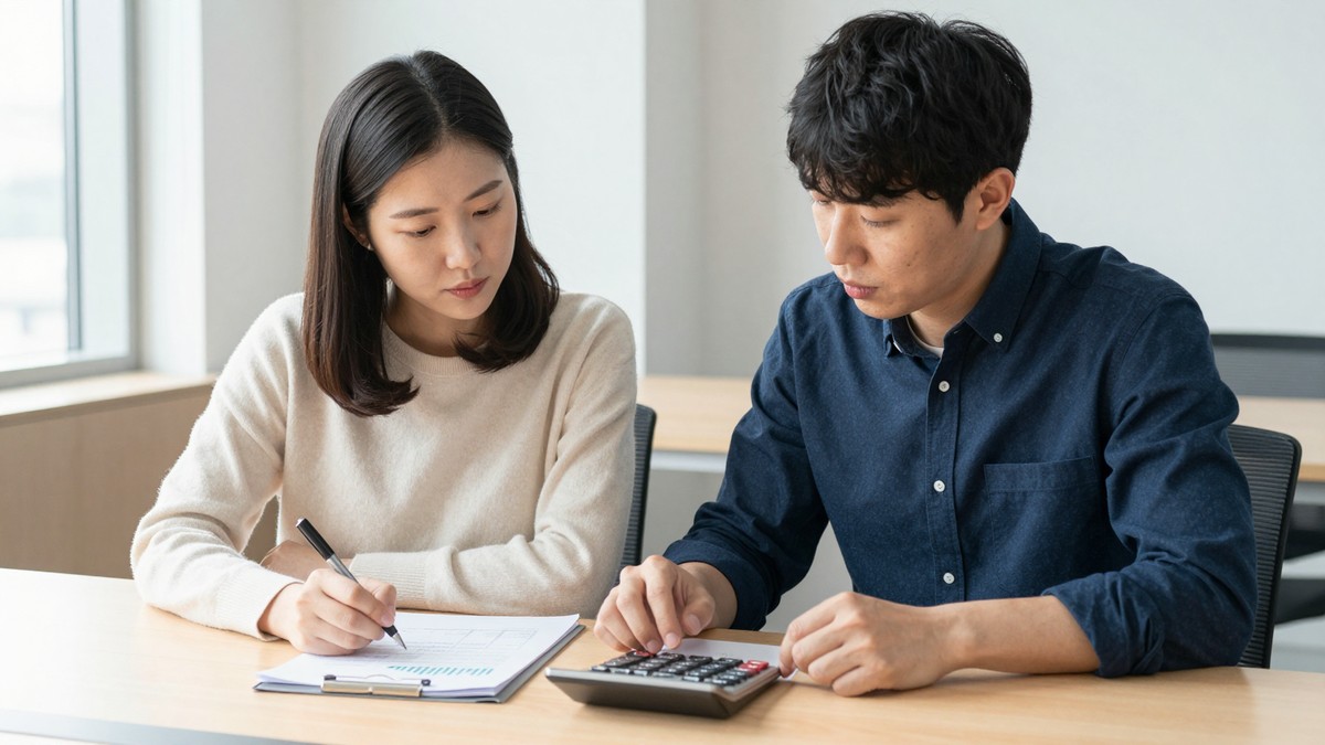 달력과 비용 자료를 나란히 놓고 장기 예산을 점검하는 발주 담당자
