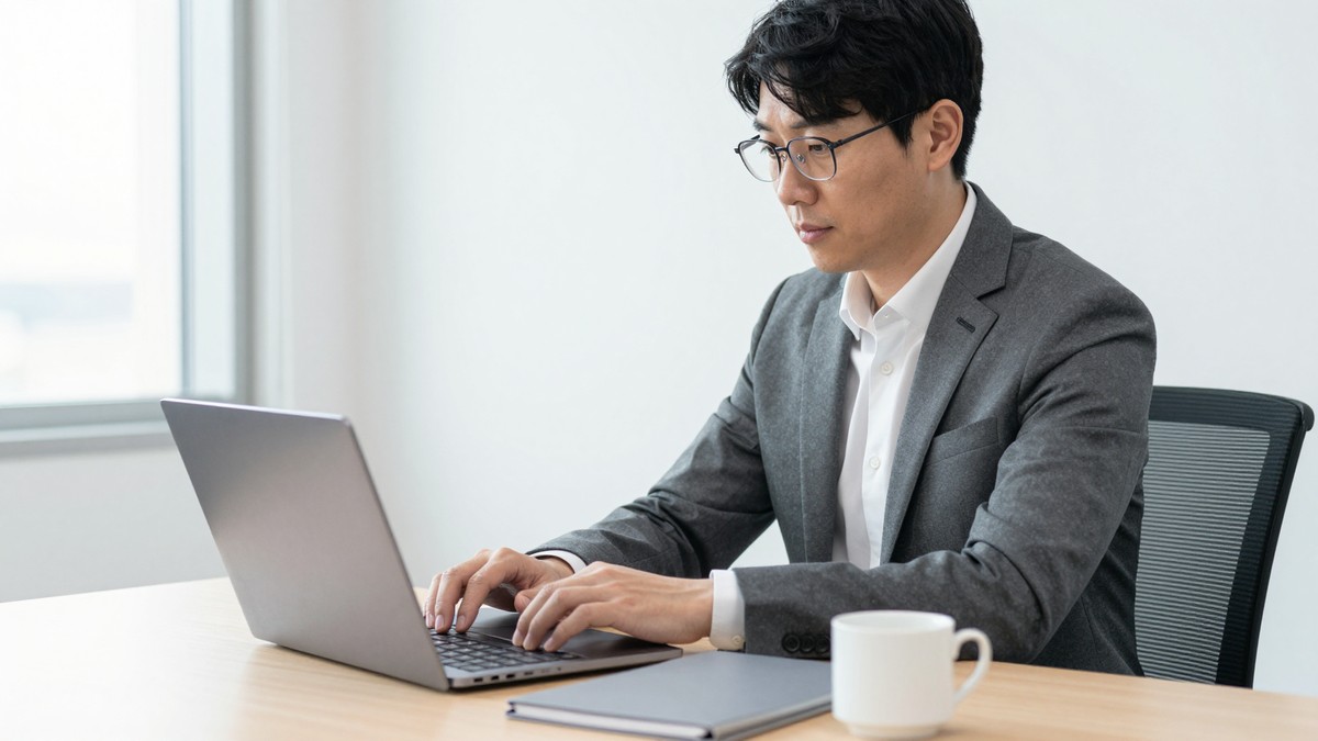 문서 보관실 철제 선반에 등 라벨이 비어 있는 흰 바인더가 가지런히 꽂혀 있고 통로 끝 창으로 햇빛이 들어오는 모습